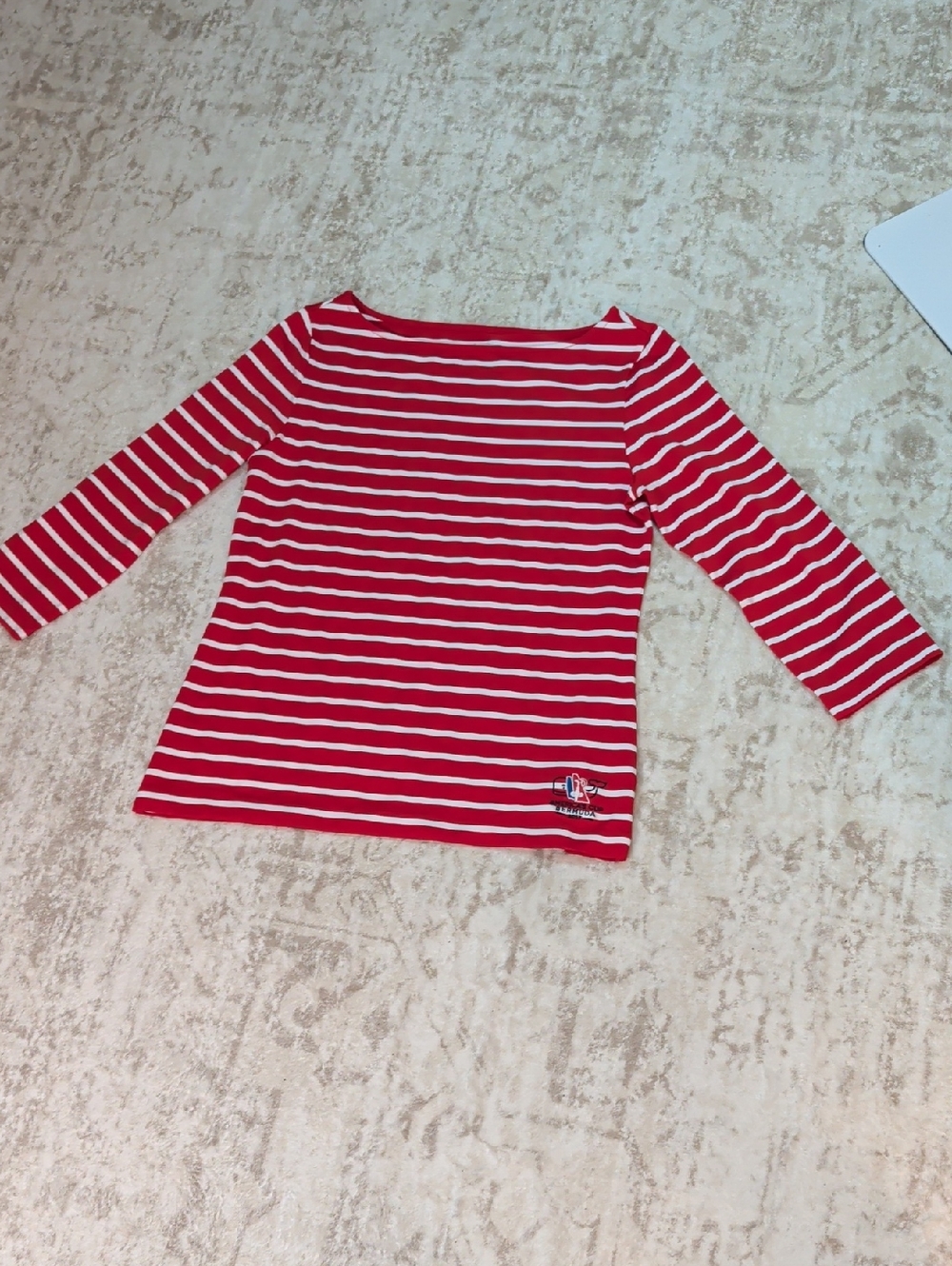 Vineyard Vines Red & White Striped Long Sleeve Tee